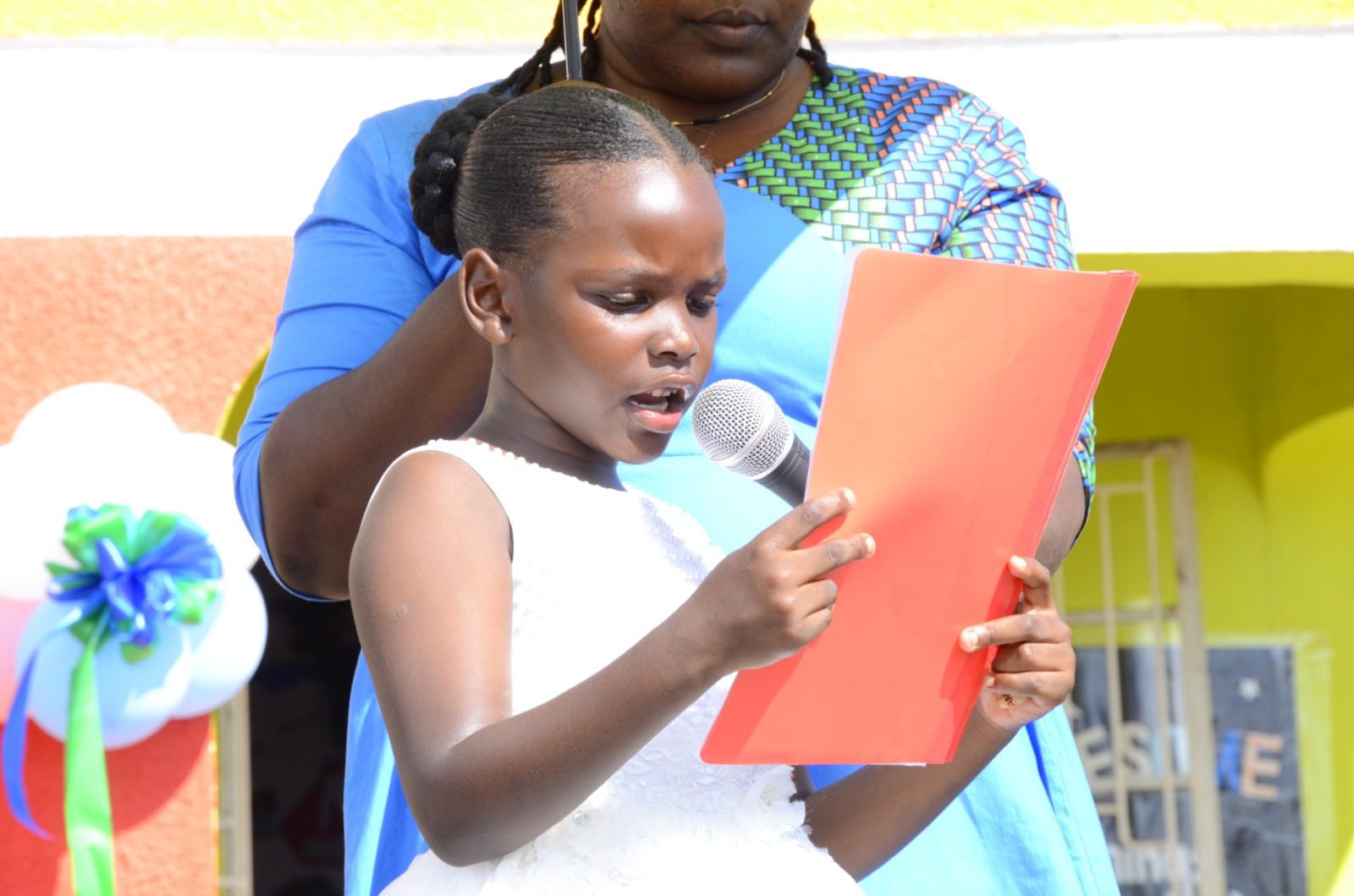 A Loving Hands Kindergarten and Primary School learner speaking during a school leadership activity